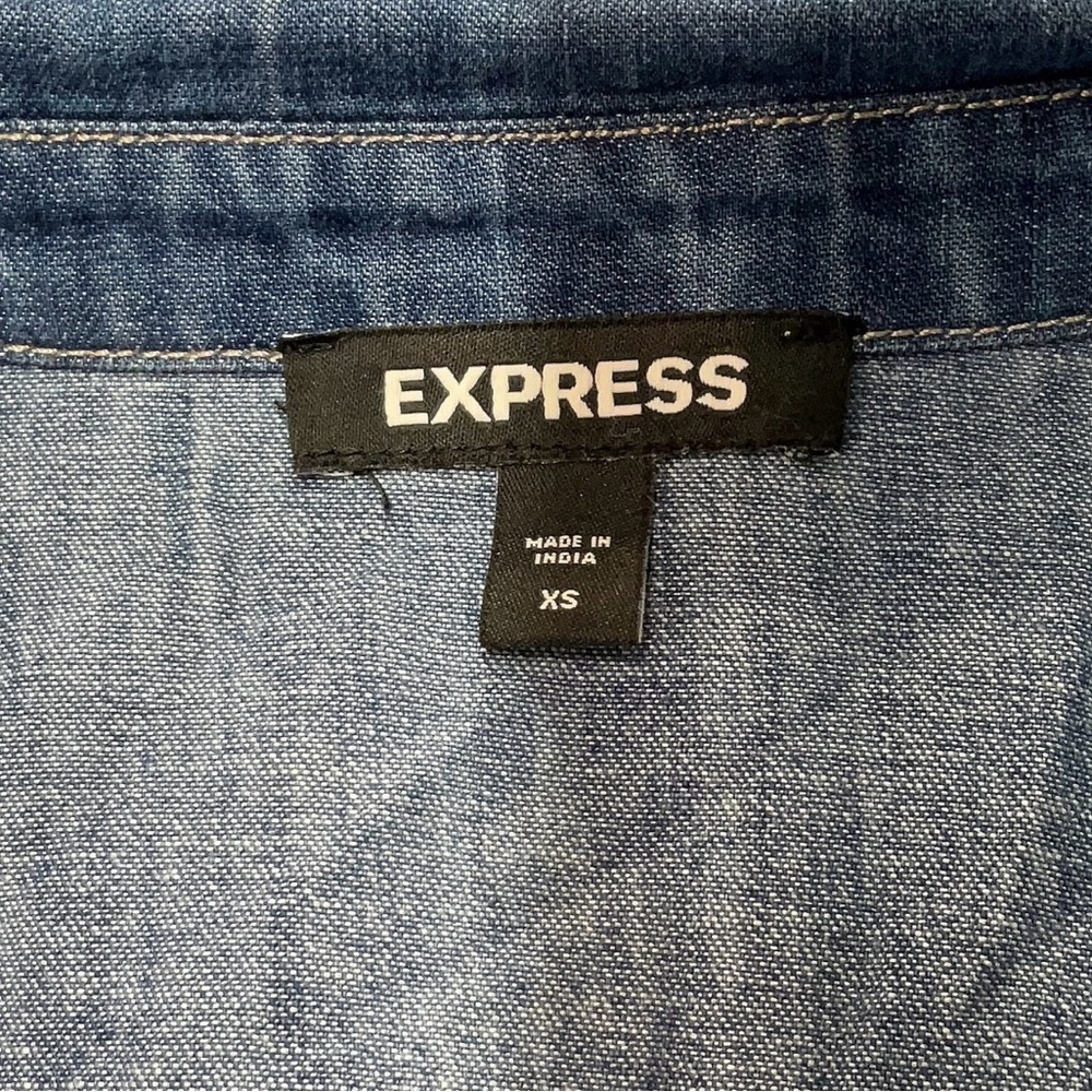 Express Blue Long Sleeve Denim Dress • xs - Picture 3 of 3